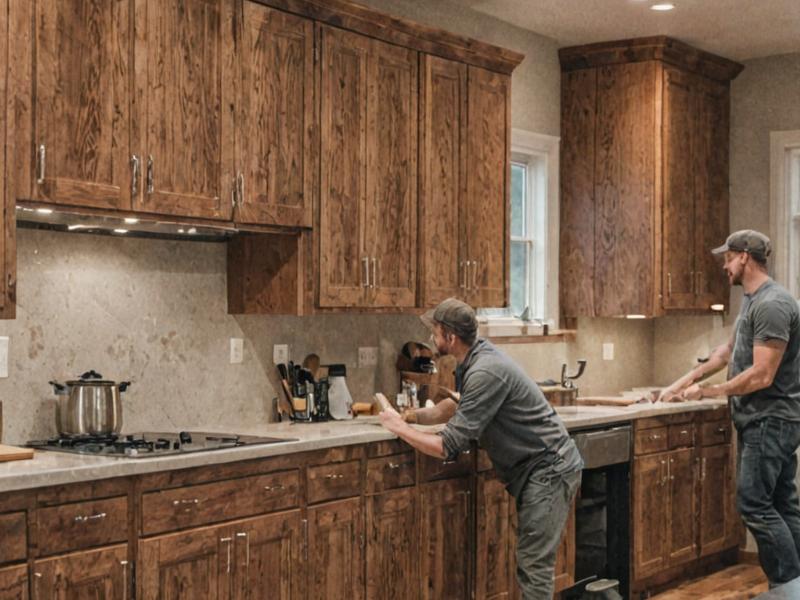 Modern kitchen remodel with white cabinets and granite countertops in Kenai